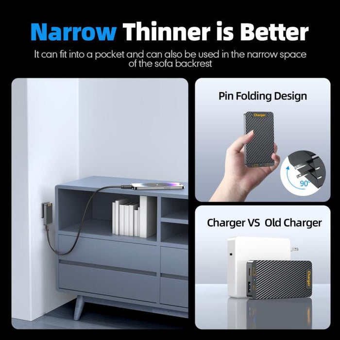 Cargador rápido ultradelgado del tamaño de una tarjeta WLX-902 de 72 W con doble puerto USB y tipo C, con tecnología GaN y tecnología dual., EU Plug, US Plug, UK Plug, AU Plug