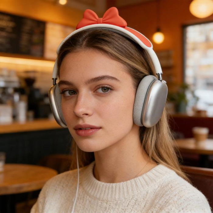 Funda decorativa de silicona para diadema con lazo, For AirPods Max