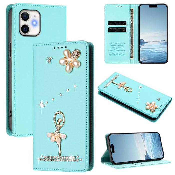 Funda para teléfono de piel vegana con protección RFID y diamantes de imitación de la bailarina de ballet, For iPhone 15, For iPhone 14 Plus, For iPhone 14 / 13, For iPhone 14 Pro, For iPhone 14 Pro Max, For iPhone 13 Pro Max, For iPhone 13 Pro        ...