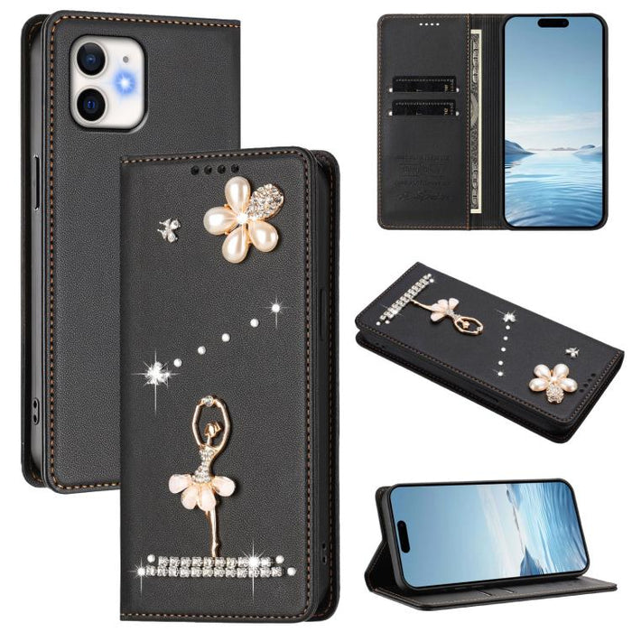 Funda para teléfono de piel vegana con protección RFID y diamantes de imitación de la bailarina de ballet, For iPhone 15, For iPhone 14 Plus, For iPhone 14 / 13, For iPhone 14 Pro, For iPhone 14 Pro Max, For iPhone 13 Pro Max, For iPhone 13 Pro        ...