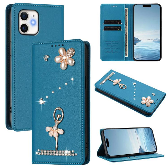 Funda para teléfono de piel vegana con protección RFID y diamantes de imitación de la bailarina de ballet, For iPhone 15, For iPhone 14 Plus, For iPhone 14 / 13, For iPhone 14 Pro, For iPhone 14 Pro Max, For iPhone 13 Pro Max, For iPhone 13 Pro        ...