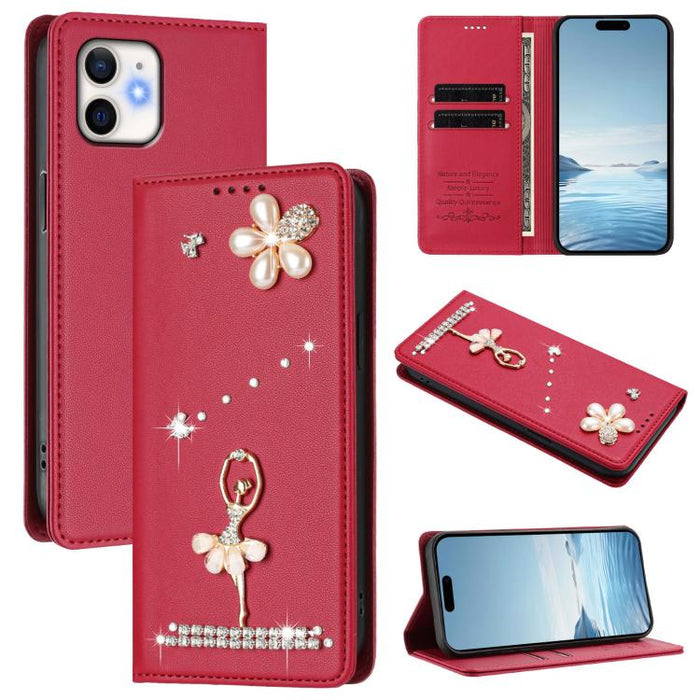Funda para teléfono de piel vegana con protección RFID y diamantes de imitación de la bailarina de ballet, For iPhone 15, For iPhone 14 Plus, For iPhone 14 / 13, For iPhone 14 Pro, For iPhone 14 Pro Max, For iPhone 13 Pro Max, For iPhone 13 Pro        ...