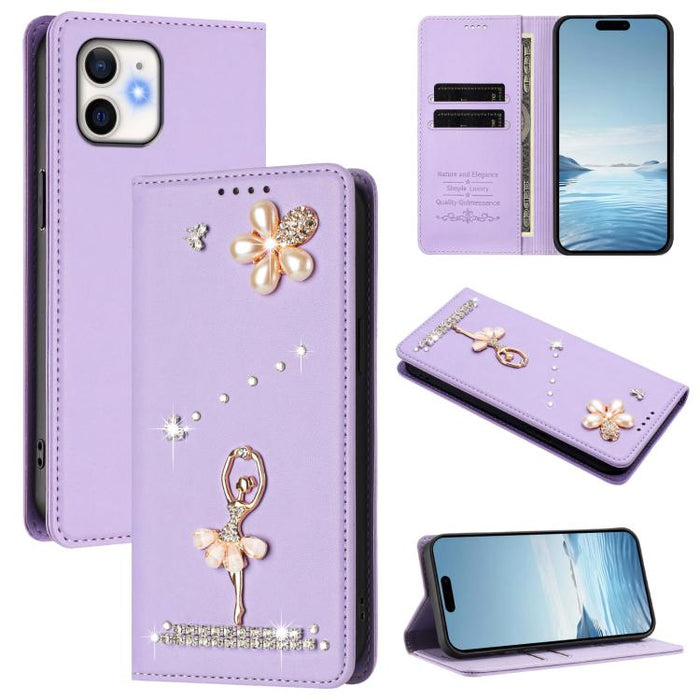 Funda para teléfono de piel vegana con protección RFID y diamantes de imitación de la bailarina de ballet, For iPhone 15, For iPhone 14 Plus, For iPhone 14 / 13, For iPhone 14 Pro, For iPhone 14 Pro Max, For iPhone 13 Pro Max, For iPhone 13 Pro        ...