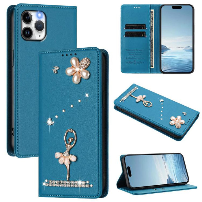 Funda para teléfono de piel vegana con protección RFID y diamantes de imitación de la bailarina de ballet, For iPhone 15, For iPhone 14 Plus, For iPhone 14 / 13, For iPhone 14 Pro, For iPhone 14 Pro Max, For iPhone 13 Pro Max, For iPhone 13 Pro        ...