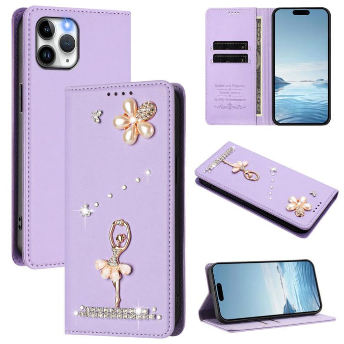 Funda para teléfono de piel vegana con protección RFID y diamantes de imitación de la bailarina de ballet, For iPhone 15, For iPhone 14 Plus, For iPhone 14 / 13, For iPhone 14 Pro, For iPhone 14 Pro Max, For iPhone 13 Pro Max, For iPhone 13 Pro        ...