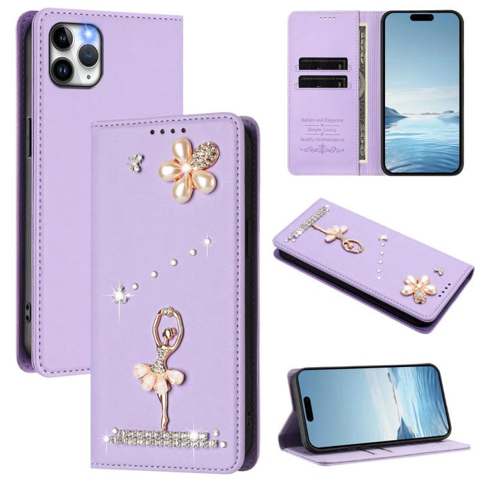Funda para teléfono de piel vegana con protección RFID y diamantes de imitación de la bailarina de ballet, For iPhone 15, For iPhone 14 Plus, For iPhone 14 / 13, For iPhone 14 Pro, For iPhone 14 Pro Max, For iPhone 13 Pro Max, For iPhone 13 Pro        ...