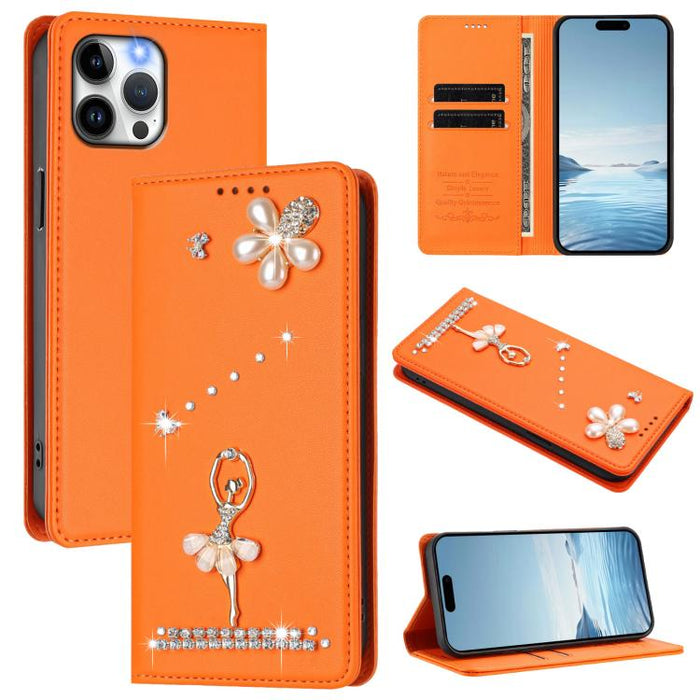 Funda para teléfono de piel vegana con protección RFID y diamantes de imitación de la bailarina de ballet, For iPhone 15, For iPhone 14 Plus, For iPhone 14 / 13, For iPhone 14 Pro, For iPhone 14 Pro Max, For iPhone 13 Pro Max, For iPhone 13 Pro        ...