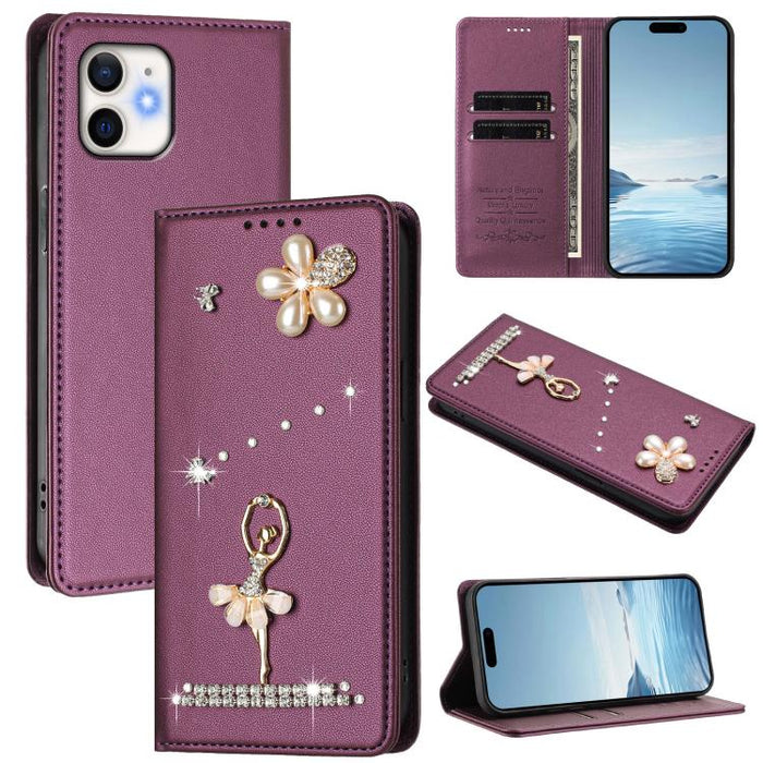 Funda para teléfono de piel vegana con protección RFID y diamantes de imitación de la bailarina de ballet, For iPhone 15, For iPhone 14 Plus, For iPhone 14 / 13, For iPhone 14 Pro, For iPhone 14 Pro Max, For iPhone 13 Pro Max, For iPhone 13 Pro        ...