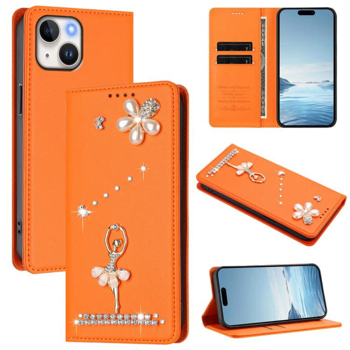 Funda para teléfono de piel vegana con protección RFID y diamantes de imitación de la bailarina de ballet, For iPhone 15, For iPhone 14 Plus, For iPhone 14 / 13, For iPhone 14 Pro, For iPhone 14 Pro Max, For iPhone 13 Pro Max, For iPhone 13 Pro        ...