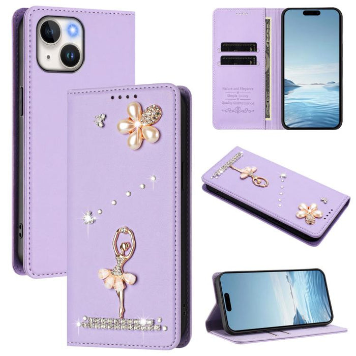 Funda para teléfono de piel vegana con protección RFID y diamantes de imitación de la bailarina de ballet, For iPhone 15, For iPhone 14 Plus, For iPhone 14 / 13, For iPhone 14 Pro, For iPhone 14 Pro Max, For iPhone 13 Pro Max, For iPhone 13 Pro        ...