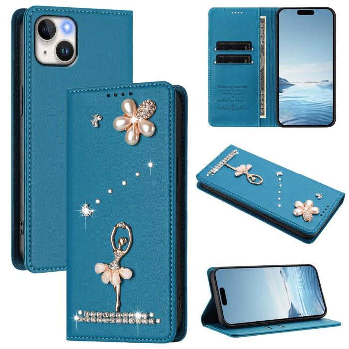 Funda para teléfono de piel vegana con protección RFID y diamantes de imitación de la bailarina de ballet, For iPhone 15, For iPhone 14 Plus, For iPhone 14 / 13, For iPhone 14 Pro, For iPhone 14 Pro Max, For iPhone 13 Pro Max, For iPhone 13 Pro        ...