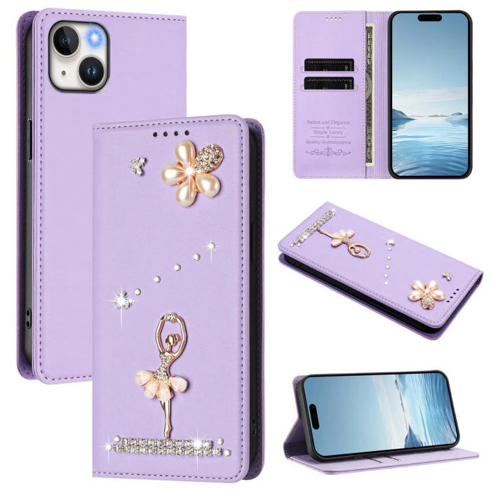 Funda para teléfono de piel vegana con protección RFID y diamantes de imitación de la bailarina de ballet, For iPhone 15, For iPhone 14 Plus, For iPhone 14 / 13, For iPhone 14 Pro, For iPhone 14 Pro Max, For iPhone 13 Pro Max, For iPhone 13 Pro        ...