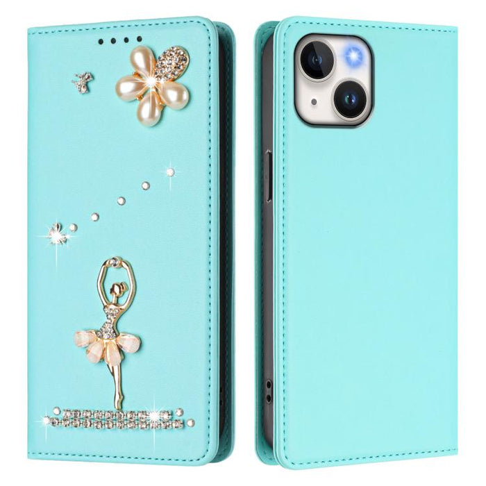Funda para teléfono de piel vegana con protección RFID y diamantes de imitación de la bailarina de ballet, For iPhone 15, For iPhone 14 Plus, For iPhone 14 / 13, For iPhone 14 Pro, For iPhone 14 Pro Max, For iPhone 13 Pro Max, For iPhone 13 Pro        ...