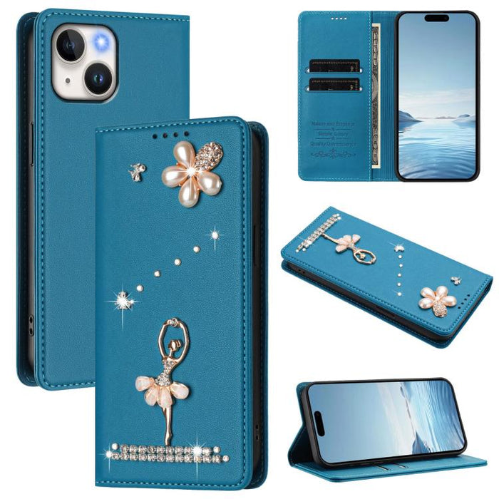 Funda para teléfono de piel vegana con protección RFID y diamantes de imitación de la bailarina de ballet, For iPhone 15, For iPhone 14 Plus, For iPhone 14 / 13, For iPhone 14 Pro, For iPhone 14 Pro Max, For iPhone 13 Pro Max, For iPhone 13 Pro        ...