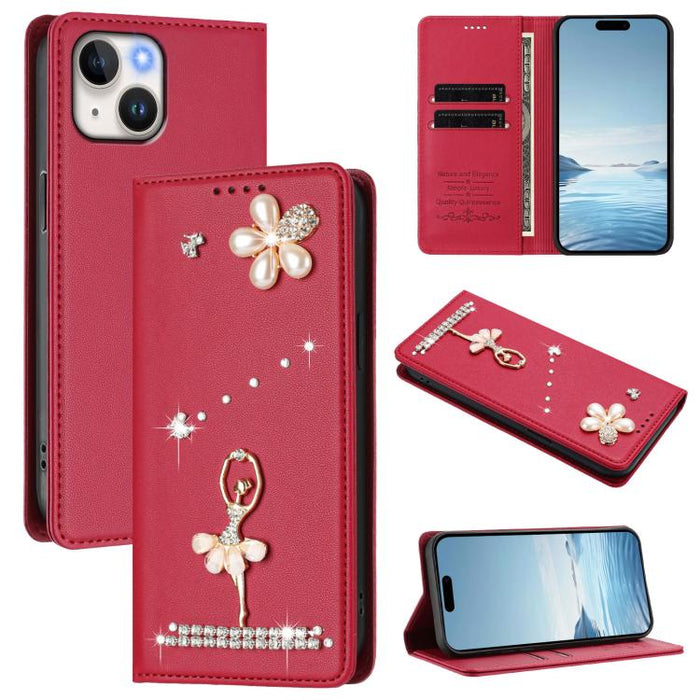 Funda para teléfono de piel vegana con protección RFID y diamantes de imitación de la bailarina de ballet, For iPhone 15, For iPhone 14 Plus, For iPhone 14 / 13, For iPhone 14 Pro, For iPhone 14 Pro Max, For iPhone 13 Pro Max, For iPhone 13 Pro        ...