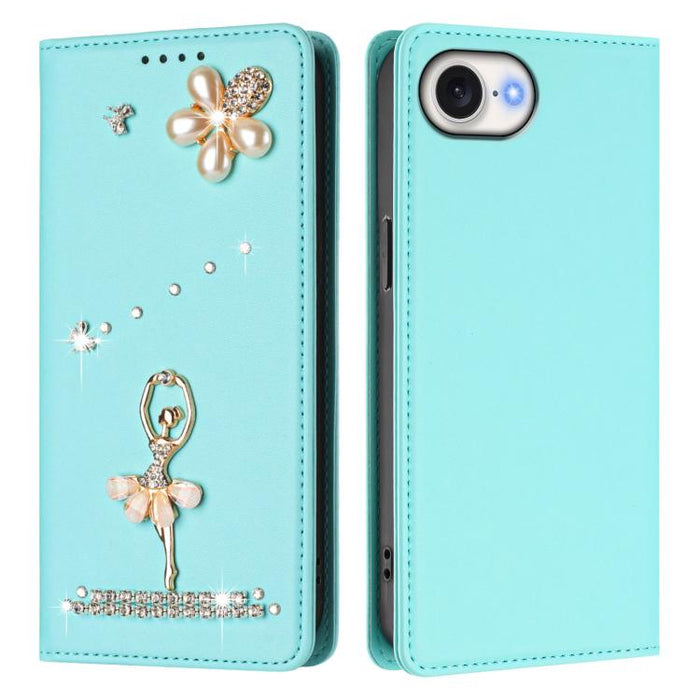 Funda para teléfono de piel vegana con protección RFID y diamantes de imitación de la bailarina de ballet, For iPhone 17e / 16e, For iPhone 17 Pro Max, For iPhone 17 Pro, For iPhone 17, For iPhone Air, For iPhone 16 Pro Max, For iPhone 16 Pro          ...