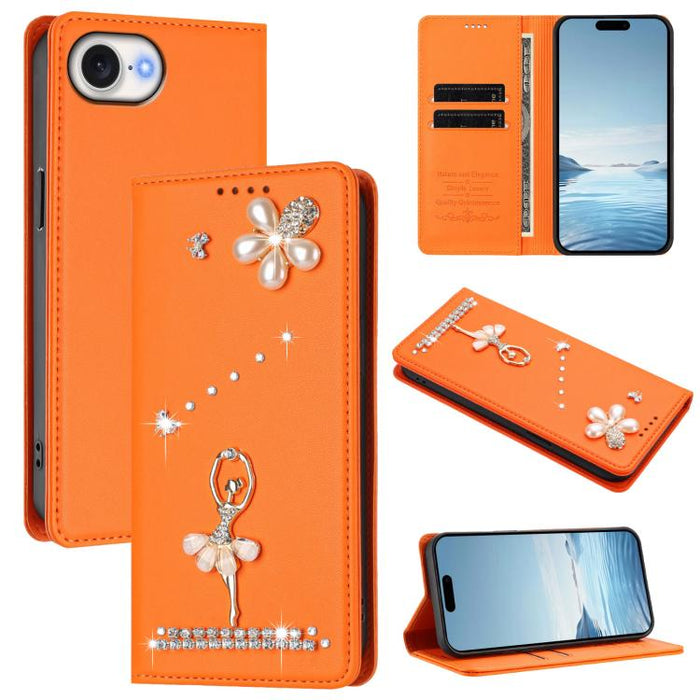 Funda para teléfono de piel vegana con protección RFID y diamantes de imitación de la bailarina de ballet, For iPhone 17e / 16e, For iPhone 17 Pro Max, For iPhone 17 Pro, For iPhone 17, For iPhone Air, For iPhone 16 Pro Max, For iPhone 16 Pro          ...