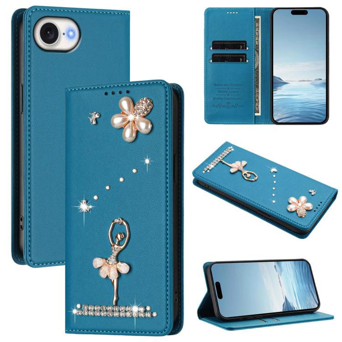 Funda para teléfono de piel vegana con protección RFID y diamantes de imitación de la bailarina de ballet, For iPhone 17e / 16e, For iPhone 17 Pro Max, For iPhone 17 Pro, For iPhone 17, For iPhone Air, For iPhone 16 Pro Max, For iPhone 16 Pro          ...