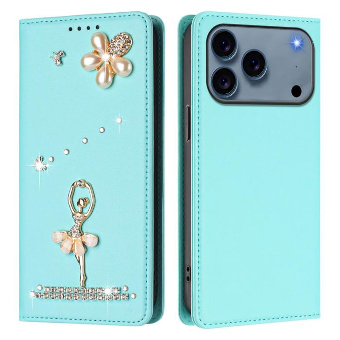 Funda para teléfono de piel vegana con protección RFID y diamantes de imitación de la bailarina de ballet, For iPhone 17e / 16e, For iPhone 17 Pro Max, For iPhone 17 Pro, For iPhone 17, For iPhone Air, For iPhone 16 Pro Max, For iPhone 16 Pro          ...