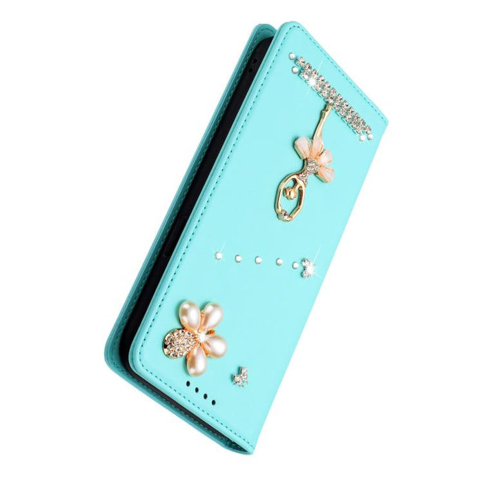Funda para teléfono de piel vegana con protección RFID y diamantes de imitación de la bailarina de ballet, For iPhone 17e / 16e, For iPhone 17 Pro Max, For iPhone 17 Pro, For iPhone 17, For iPhone Air, For iPhone 16 Pro Max, For iPhone 16 Pro          ...