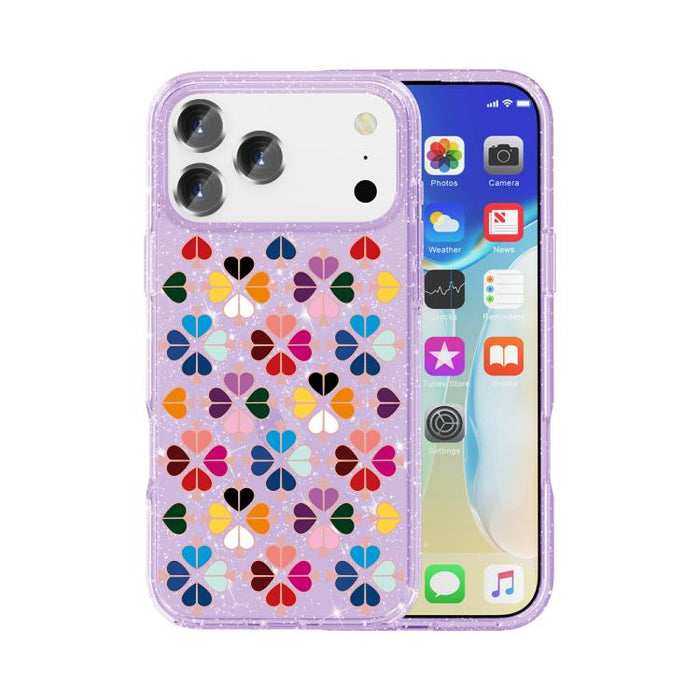 Funda para teléfono con diseño de corazón rojo y cristal brillante, For iPhone 17 Pro Max, For iPhone 17 Pro