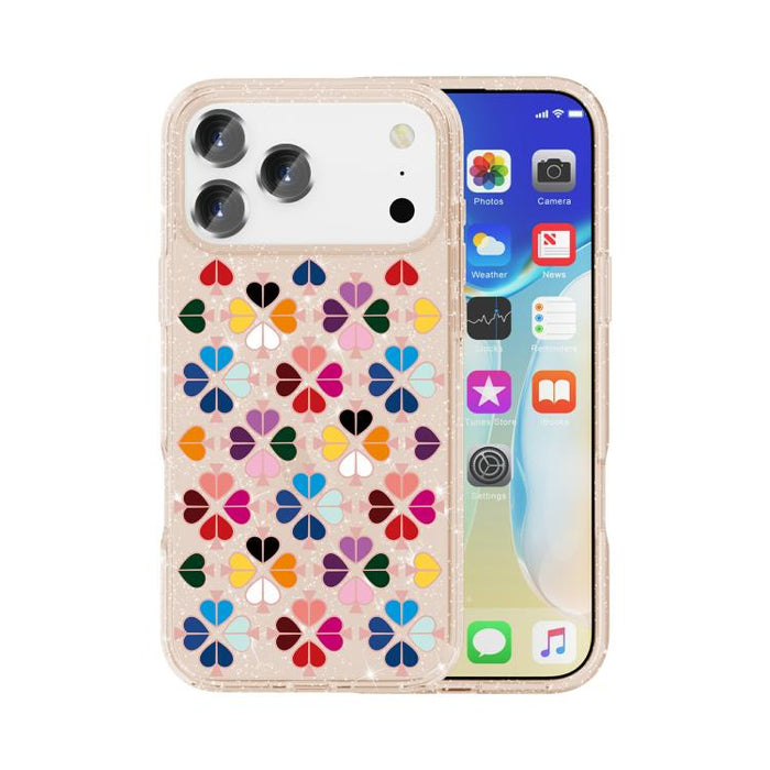 Funda para teléfono con diseño de corazón rojo y cristal brillante, For iPhone 17 Pro Max, For iPhone 17 Pro