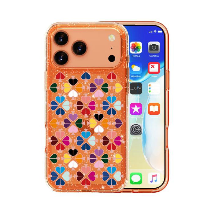 Funda para teléfono con diseño de corazón rojo y cristal brillante, For iPhone 17 Pro Max, For iPhone 17 Pro