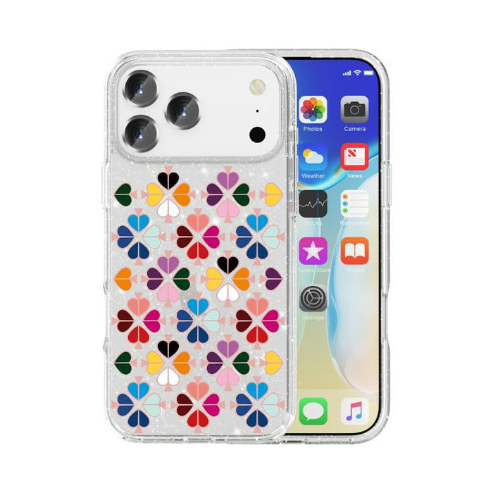 Funda para teléfono con diseño de corazón rojo y cristal brillante, For iPhone 17 Pro Max, For iPhone 17 Pro