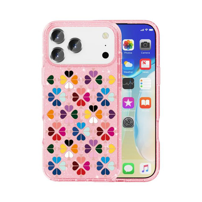 Funda para teléfono con diseño de corazón rojo y cristal brillante, For iPhone 17 Pro Max, For iPhone 17 Pro