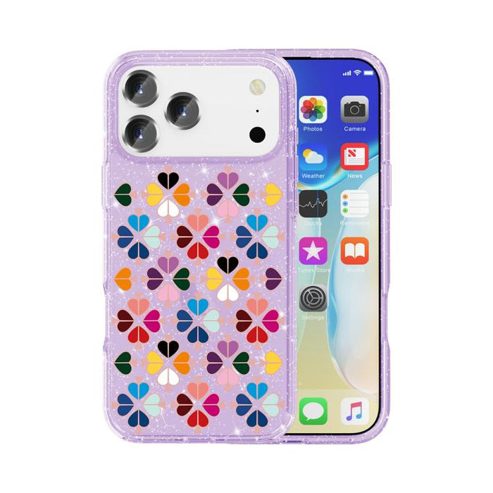 Funda para teléfono con diseño de corazón rojo y cristal brillante, For iPhone 17 Pro Max, For iPhone 17 Pro