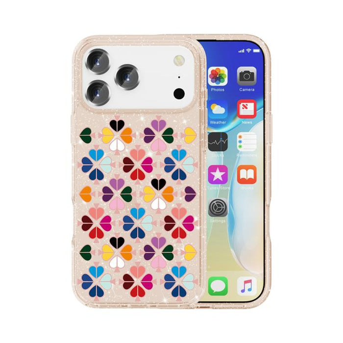 Funda para teléfono con diseño de corazón rojo y cristal brillante, For iPhone 17 Pro Max, For iPhone 17 Pro
