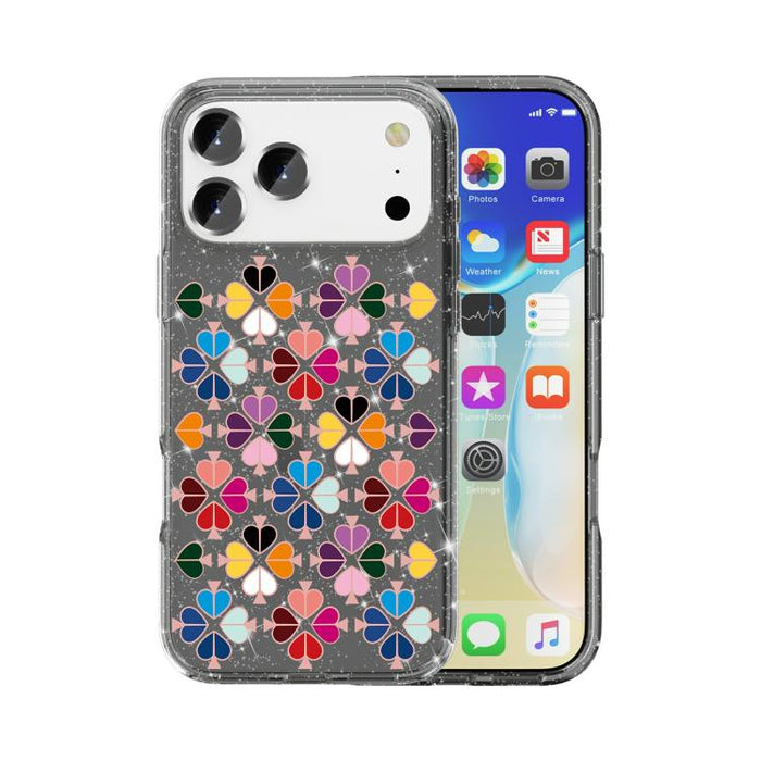 Funda para teléfono con diseño de corazón rojo y cristal brillante, For iPhone 17 Pro Max, For iPhone 17 Pro