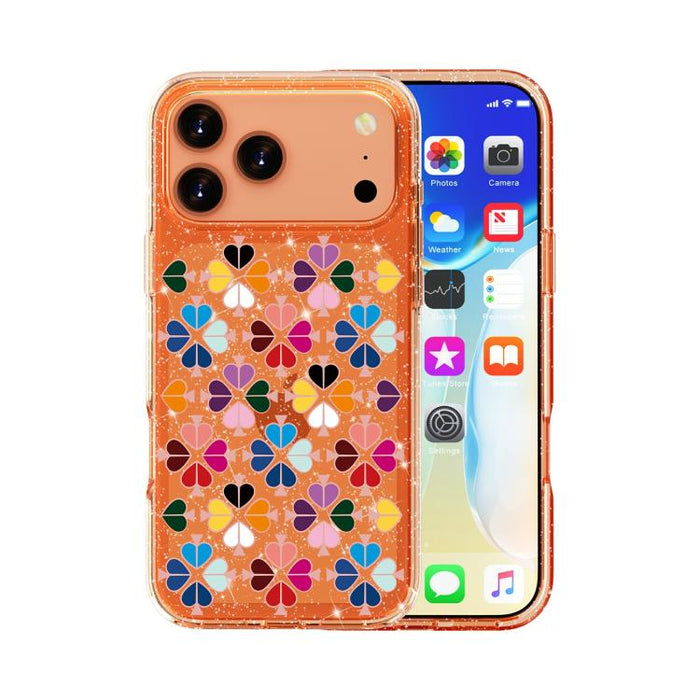 Funda para teléfono con diseño de corazón rojo y cristal brillante, For iPhone 17 Pro Max, For iPhone 17 Pro