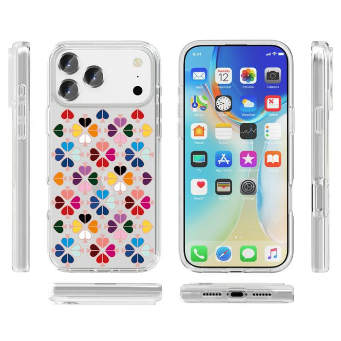 Funda para teléfono transparente con diseño de corazón rojo y cristal, For iPhone 17 Pro Max, For iPhone 17 Pro