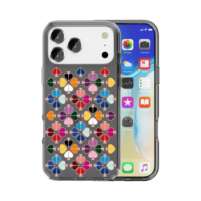 Funda para teléfono transparente con diseño de corazón rojo y cristal, For iPhone 17 Pro Max, For iPhone 17 Pro