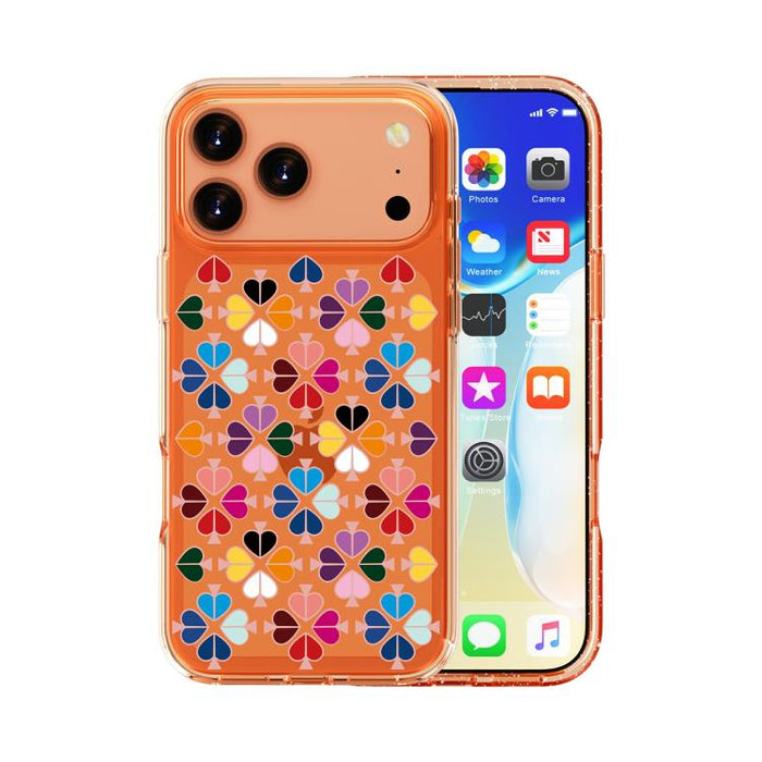 Funda para teléfono transparente con diseño de corazón rojo y cristal, For iPhone 17 Pro Max, For iPhone 17 Pro