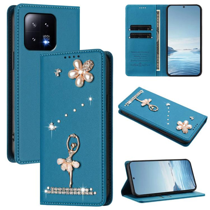 Funda para teléfono de piel vegana con protección RFID y diamantes de imitación de la bailarina de ballet, For Xiaomi Poco X6 Neo 5G, For Xiaomi Poco X6 Pro 5G / Redmi K70E, For Xiaomi 14 Ultra 5G, For Xiaomi 14 Pro 5G, For Xiaomi 14 5G                ...