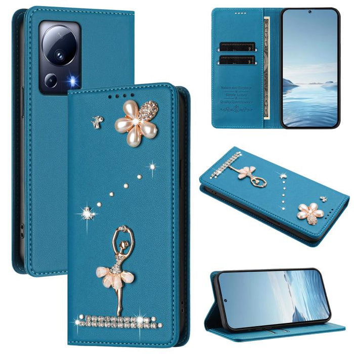 Funda para teléfono de piel vegana con protección RFID y diamantes de imitación de la bailarina de ballet, For Xiaomi Poco X6 Neo 5G, For Xiaomi Poco X6 Pro 5G / Redmi K70E, For Xiaomi 14 Ultra 5G, For Xiaomi 14 Pro 5G, For Xiaomi 14 5G                ...
