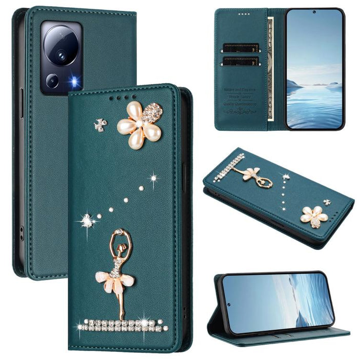 Funda para teléfono de piel vegana con protección RFID y diamantes de imitación de la bailarina de ballet, For Xiaomi Poco X6 Neo 5G, For Xiaomi Poco X6 Pro 5G / Redmi K70E, For Xiaomi 14 Ultra 5G, For Xiaomi 14 Pro 5G, For Xiaomi 14 5G                ...