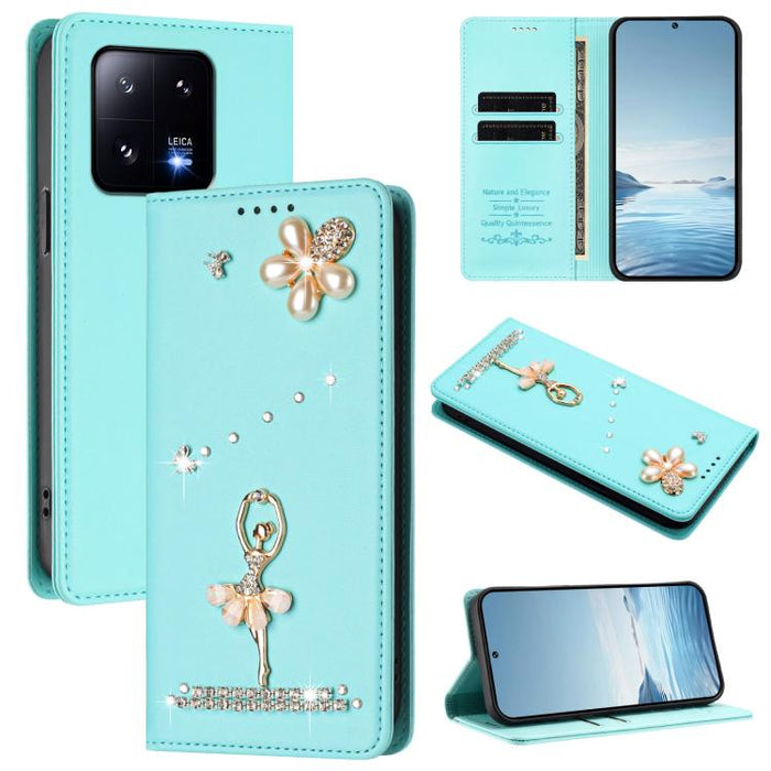 Funda para teléfono de piel vegana con protección RFID y diamantes de imitación de la bailarina de ballet, For Xiaomi Poco X6 Neo 5G, For Xiaomi Poco X6 Pro 5G / Redmi K70E, For Xiaomi 14 Ultra 5G, For Xiaomi 14 Pro 5G, For Xiaomi 14 5G                ...