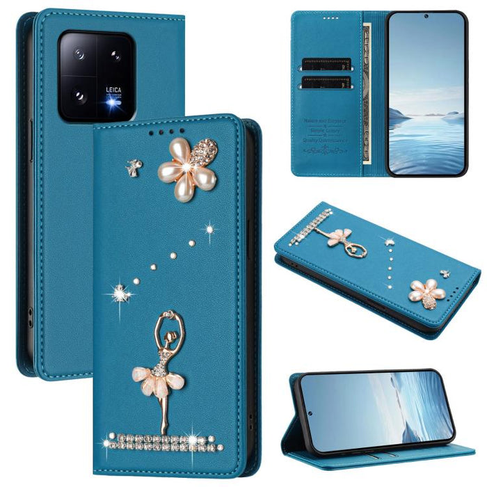 Funda para teléfono de piel vegana con protección RFID y diamantes de imitación de la bailarina de ballet, For Xiaomi Poco X6 Neo 5G, For Xiaomi Poco X6 Pro 5G / Redmi K70E, For Xiaomi 14 Ultra 5G, For Xiaomi 14 Pro 5G, For Xiaomi 14 5G                ...