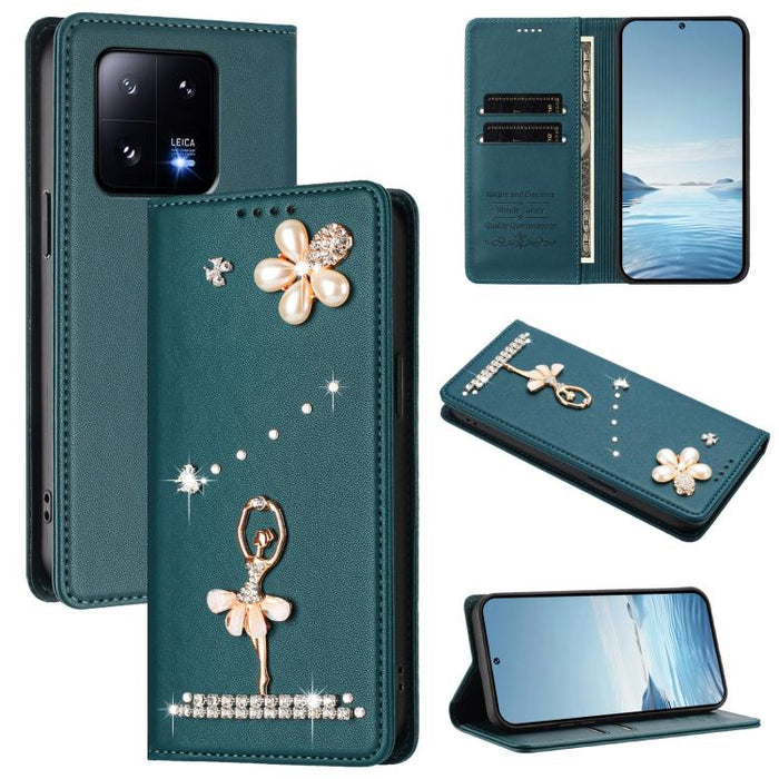 Funda para teléfono de piel vegana con protección RFID y diamantes de imitación de la bailarina de ballet, For Xiaomi Poco X6 Neo 5G, For Xiaomi Poco X6 Pro 5G / Redmi K70E, For Xiaomi 14 Ultra 5G, For Xiaomi 14 Pro 5G, For Xiaomi 14 5G                ...