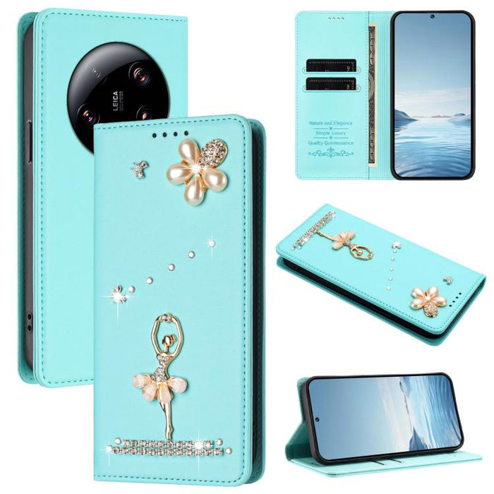 Funda para teléfono de piel vegana con protección RFID y diamantes de imitación de la bailarina de ballet, For Xiaomi Poco X6 Neo 5G, For Xiaomi Poco X6 Pro 5G / Redmi K70E, For Xiaomi 14 Ultra 5G, For Xiaomi 14 Pro 5G, For Xiaomi 14 5G                ...