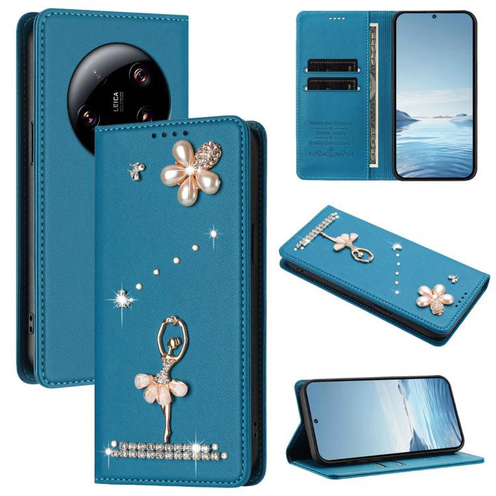 Funda para teléfono de piel vegana con protección RFID y diamantes de imitación de la bailarina de ballet, For Xiaomi Poco X6 Neo 5G, For Xiaomi Poco X6 Pro 5G / Redmi K70E, For Xiaomi 14 Ultra 5G, For Xiaomi 14 Pro 5G, For Xiaomi 14 5G                ...