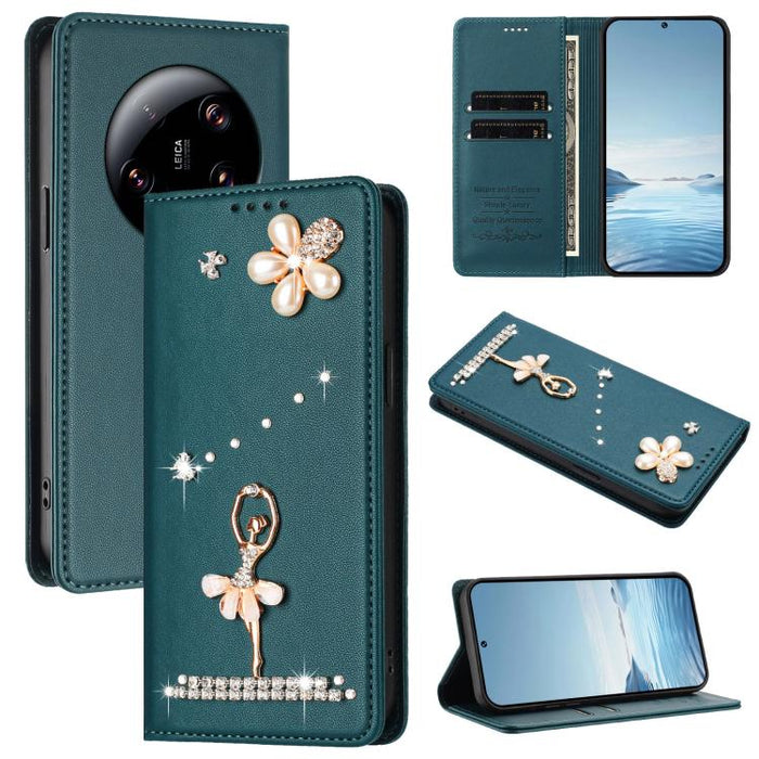 Funda para teléfono de piel vegana con protección RFID y diamantes de imitación de la bailarina de ballet, For Xiaomi Poco X6 Neo 5G, For Xiaomi Poco X6 Pro 5G / Redmi K70E, For Xiaomi 14 Ultra 5G, For Xiaomi 14 Pro 5G, For Xiaomi 14 5G                ...