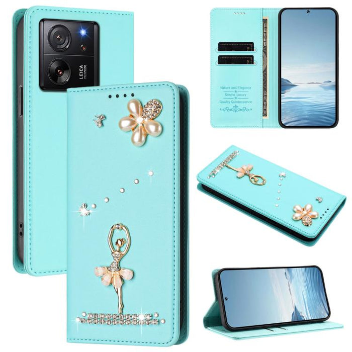 Funda para teléfono de piel vegana con protección RFID y diamantes de imitación de la bailarina de ballet, For Xiaomi Poco X6 Neo 5G, For Xiaomi Poco X6 Pro 5G / Redmi K70E, For Xiaomi 14 Ultra 5G, For Xiaomi 14 Pro 5G, For Xiaomi 14 5G                ...
