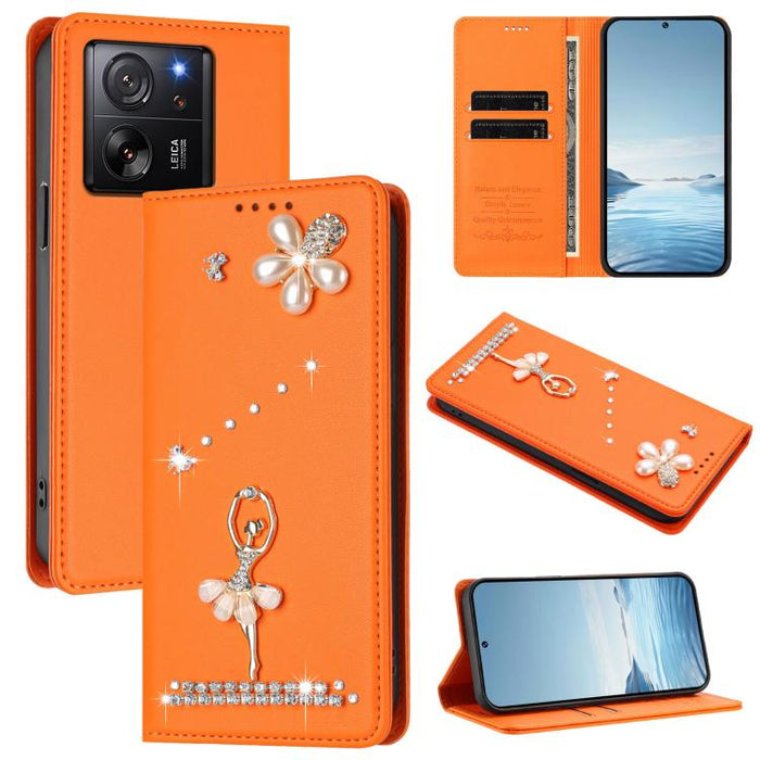 Funda para teléfono de piel vegana con protección RFID y diamantes de imitación de la bailarina de ballet, For Xiaomi Poco X6 Neo 5G, For Xiaomi Poco X6 Pro 5G / Redmi K70E, For Xiaomi 14 Ultra 5G, For Xiaomi 14 Pro 5G, For Xiaomi 14 5G                ...