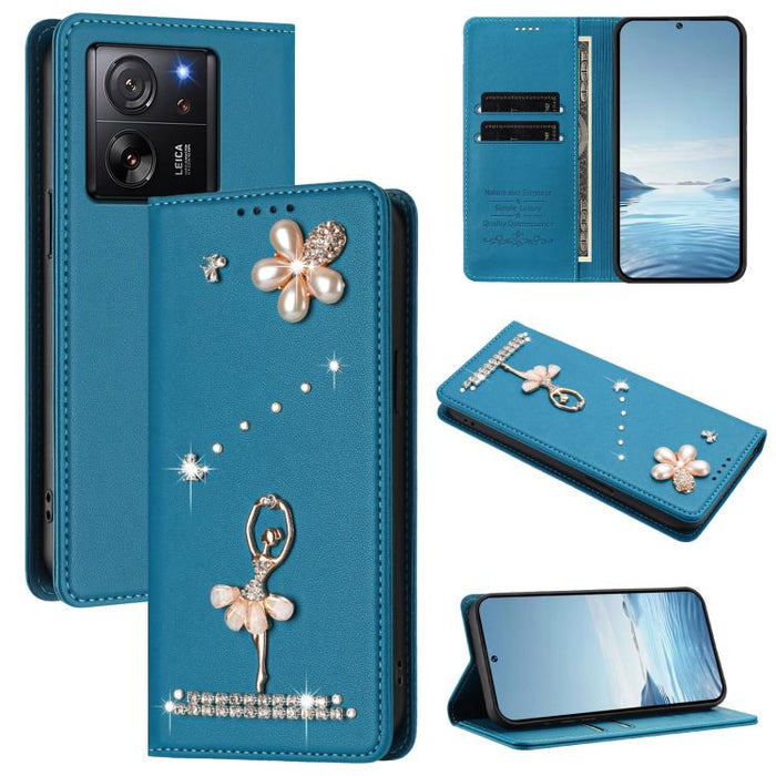 Funda para teléfono de piel vegana con protección RFID y diamantes de imitación de la bailarina de ballet, For Xiaomi Poco X6 Neo 5G, For Xiaomi Poco X6 Pro 5G / Redmi K70E, For Xiaomi 14 Ultra 5G, For Xiaomi 14 Pro 5G, For Xiaomi 14 5G                ...