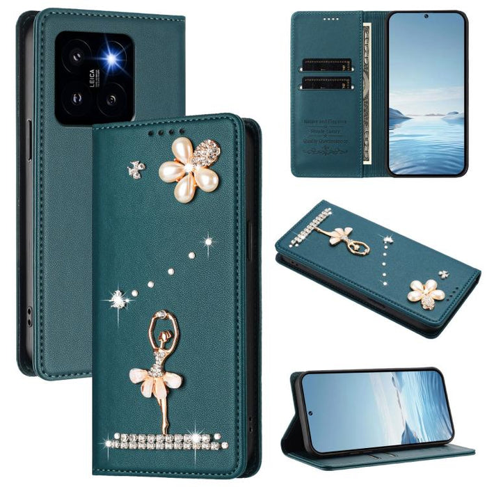 Funda para teléfono de piel vegana con protección RFID y diamantes de imitación de la bailarina de ballet, For Xiaomi Poco X6 Neo 5G, For Xiaomi Poco X6 Pro 5G / Redmi K70E, For Xiaomi 14 Ultra 5G, For Xiaomi 14 Pro 5G, For Xiaomi 14 5G                ...