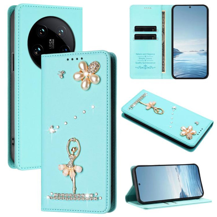 Funda para teléfono de piel vegana con protección RFID y diamantes de imitación de la bailarina de ballet, For Xiaomi Poco X6 Neo 5G, For Xiaomi Poco X6 Pro 5G / Redmi K70E, For Xiaomi 14 Ultra 5G, For Xiaomi 14 Pro 5G, For Xiaomi 14 5G                ...